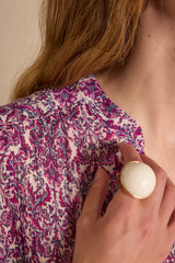 BRUNETTE DARK FUCHSIA ARABESQUE PRINTED BLOUSE