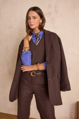 PARKER CHOCOLATE STRIPED WOOL BLAZER