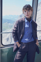 PARKER CHOCOLATE STRIPED WOOL BLAZER