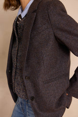 COURTNEY CHOCOLATE HERRINGBONE WOOL BLAZER