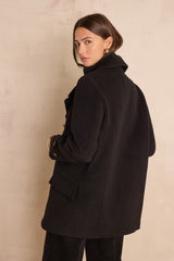 DJANIS BLACK WOOL PEACOAT