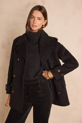 DJANIS BLACK WOOL PEACOAT