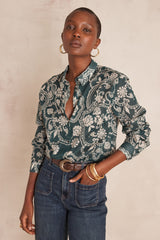 COLETTE GREEN FLORAL PRINT SHIRT