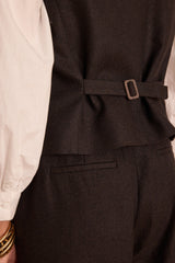 ABEL BIS SLEEVELESS HERRINGBONE WOOL WAISTCOAT