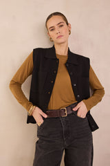 PETRA BLACK SLEEVELESS CARDIGAN