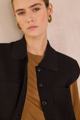 PETRA BLACK SLEEVELESS CARDIGAN