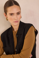 PETRA BLACK SLEEVELESS CARDIGAN
