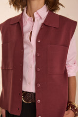 PETRA ROSEWOOD SLEEVELESS CARDIGAN