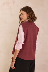 PETRA ROSEWOOD SLEEVELESS CARDIGAN