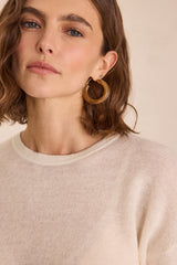 PAOLO BIS ECRU SHORT-SLEEVED MOHAIR AND WOOL JUMPER