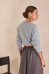 PAOLO BLUE MOHAIR AND WOOL CARDIGAN