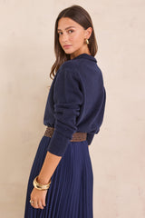 PETER BLUE WOOL CARDIGAN