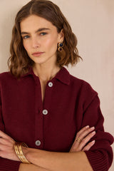 PETER BURGUNDY WOOL CARDIGAN