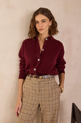 PETER BURGUNDY WOOL CARDIGAN