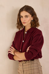 PETER BURGUNDY WOOL CARDIGAN