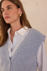 PARATY LIGHT BLUE SLEEVELESS WOOL CARDIGAN