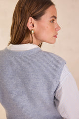 PARATY LIGHT BLUE SLEEVELESS WOOL CARDIGAN