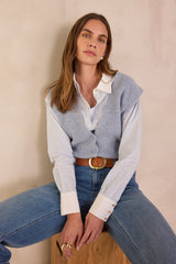 PARATY LIGHT BLUE SLEEVELESS WOOL CARDIGAN