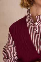 PARATY BURGUNDY SLEEVELESS WOOL CARDIGAN