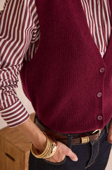 PARATY BURGUNDY SLEEVELESS WOOL CARDIGAN