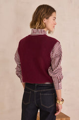 PARATY BURGUNDY SLEEVELESS WOOL CARDIGAN