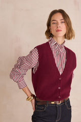 PARATY BURGUNDY SLEEVELESS WOOL CARDIGAN