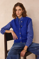 LOULOU ROYAL BLUE SLEEVELESS MOHAIR CARDIGAN