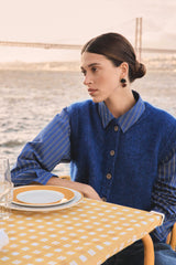 LOULOU ROYAL BLUE SLEEVELESS MOHAIR CARDIGAN