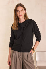 PAYTON BLACK WOOL BLEND CARDIGAN