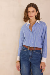 DIVINE STRIPED LACE CUFF SHIRT