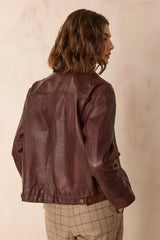 CARLA BRICK 100% LEATHER JACKET