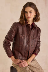 CARLA BRICK 100% LEATHER JACKET