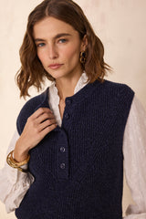 POPPY BLUE SLEEVELESS WOOL BLEND JUMPER