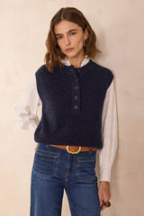 POPPY BLUE SLEEVELESS WOOL BLEND JUMPER