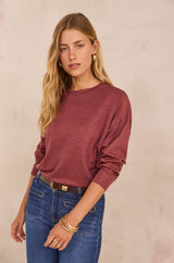LISA ROSEWOOD LINEN AND COTTON SWEATSHIRT