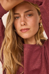 LISA ROSEWOOD LINEN AND COTTON SWEATSHIRT
