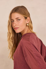 LISA ROSEWOOD LINEN AND COTTON SWEATSHIRT