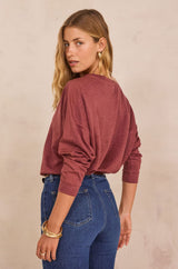 LISA ROSEWOOD LINEN AND COTTON SWEATSHIRT