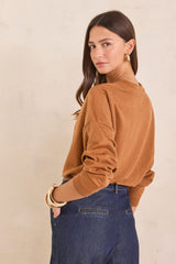 LISA CINNAMON LINEN AND COTTON SWEATSHIRT