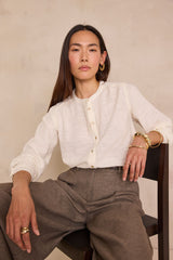 DALIA CREAM EMBROIDERED COTTON BLOUSE