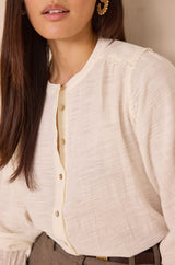 DALIA CREAM EMBROIDERED COTTON BLOUSE