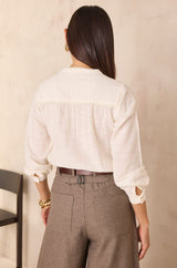 DALIA CREAM EMBROIDERED COTTON BLOUSE