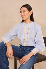 DUNE STRIPED EMBROIDERED BLOUSE