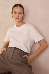 LENI WHITE COTTON T-SHIRT