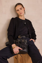 LENI BLACK COTTON T-SHIRT