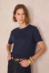 LENI NAVY COTTON T-SHIRT