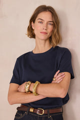LENI NAVY COTTON T-SHIRT