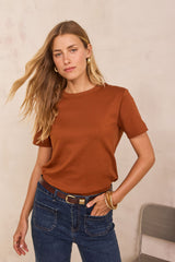 LENI CINNAMON COTTON T-SHIRT