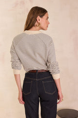 LIVIO STRIPED POLO COLLAR COTTON SWEATSHIRT