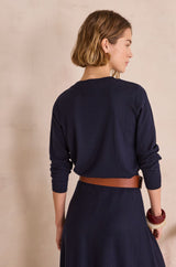 PATTY BLUE FINE-KNIT SWEATER